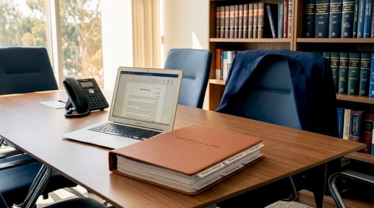 Israeli lawyer working in cluttered office