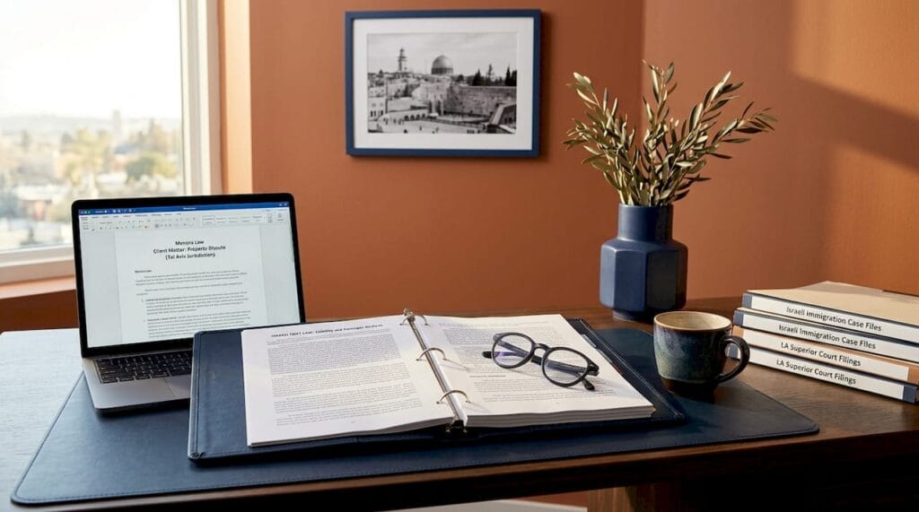 Lawyer reviewing legal documents in office