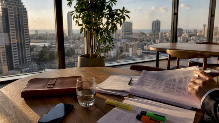 Investor reviewing Israeli wealth management legal documents