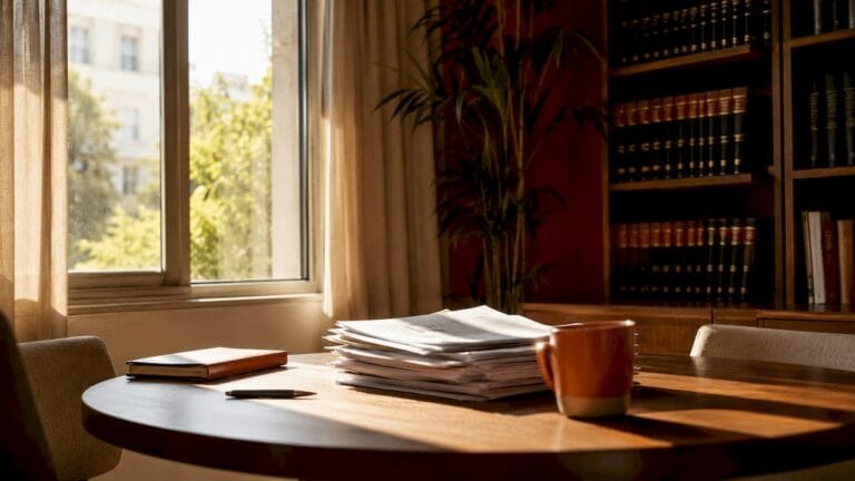 Israeli attorney reviewing remote legal documents