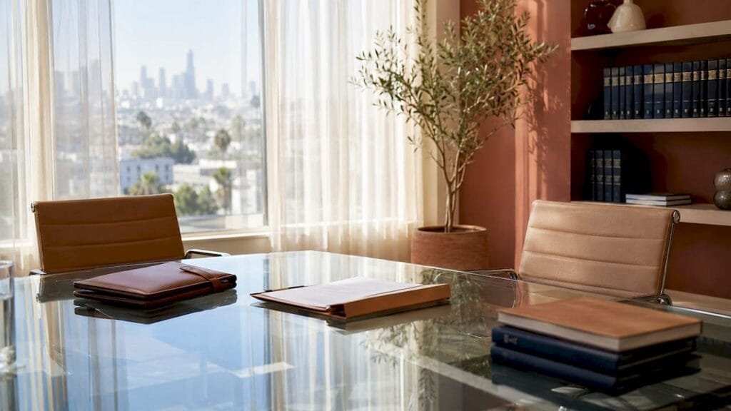 Lawyer and client exchanging Israeli power of attorney document