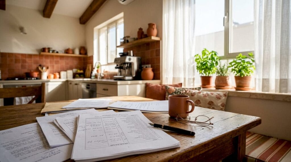 Israeli lawyer reviewing court checklist at home