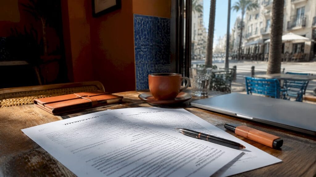 Foreign buyer reviewing Israeli real estate contract