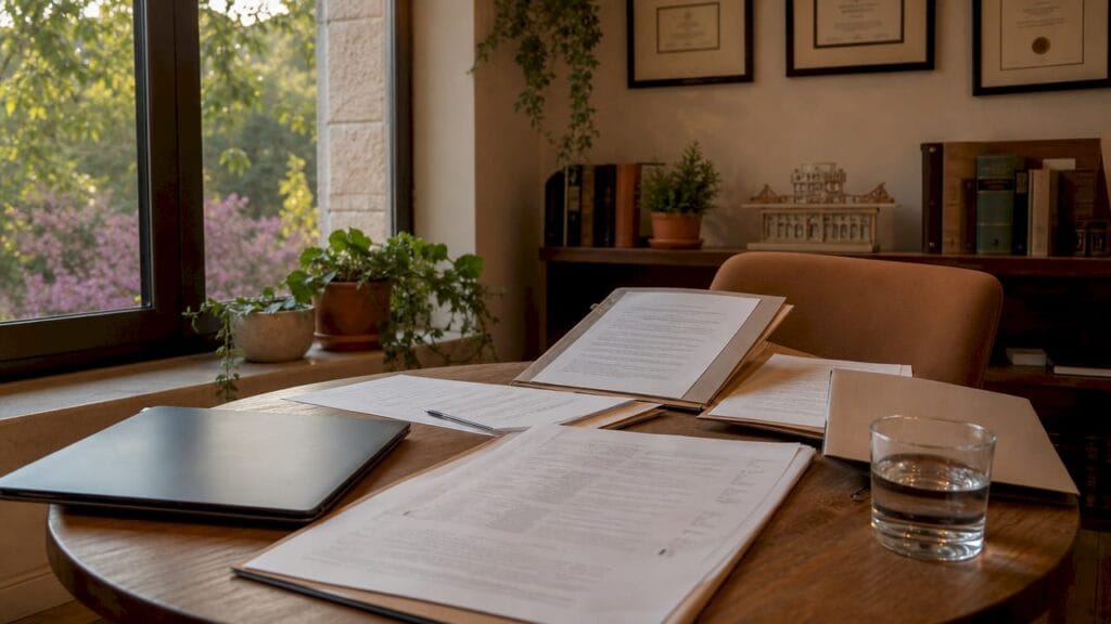 Woman reviewing Israeli estate legal documents