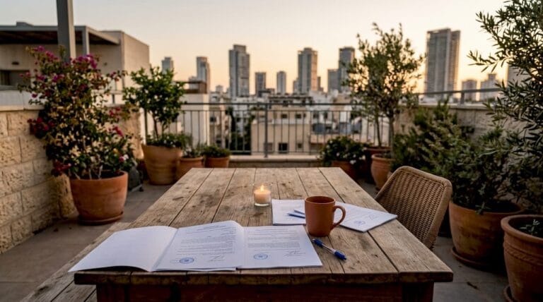 Tel Aviv financial district skyline at dusk