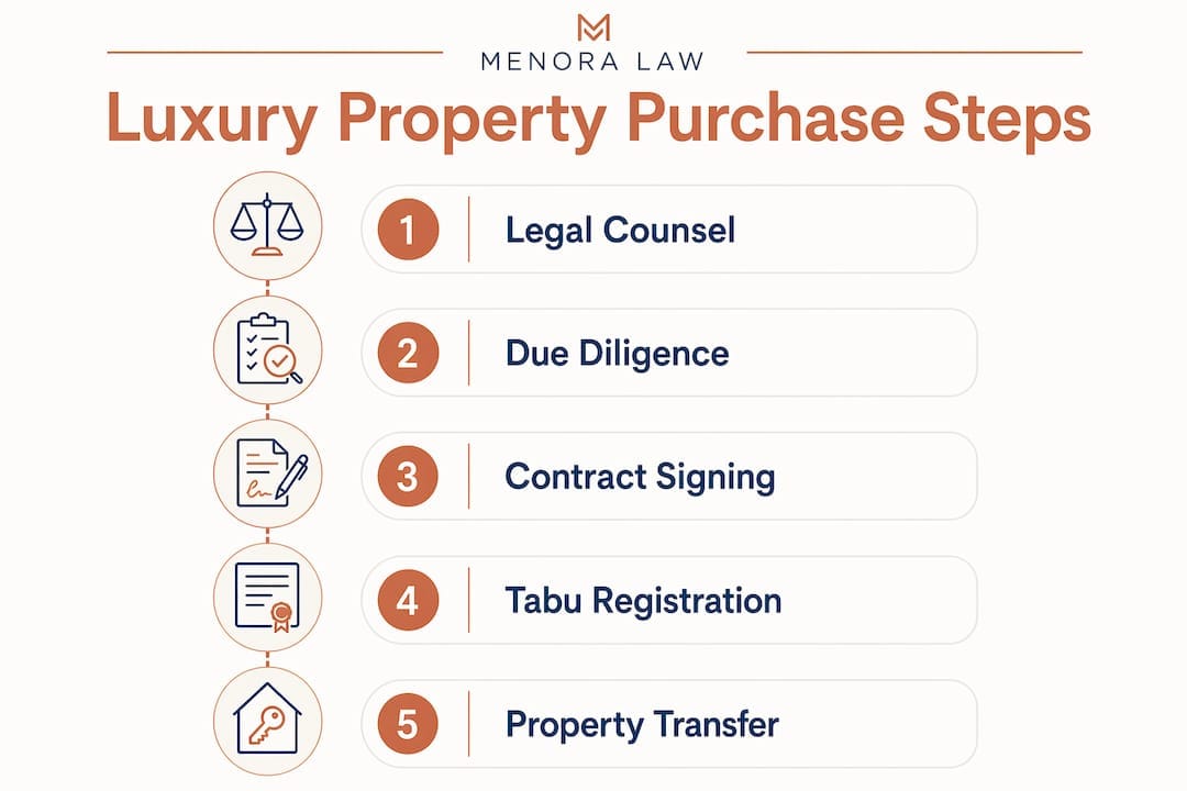 Infographic showing luxury property purchase steps
