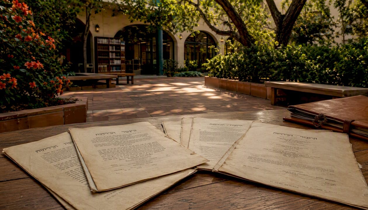 Israeli legal library reading room with estate documents