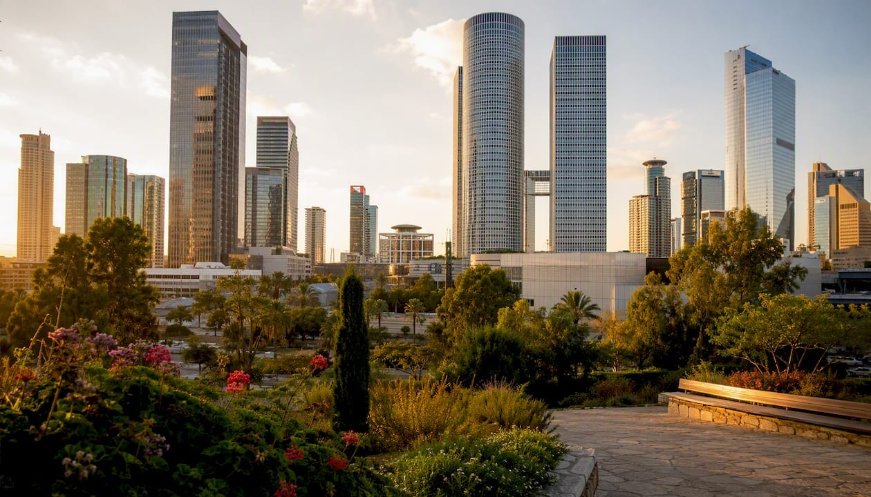 Tel Aviv financial district skyscrapers exterior