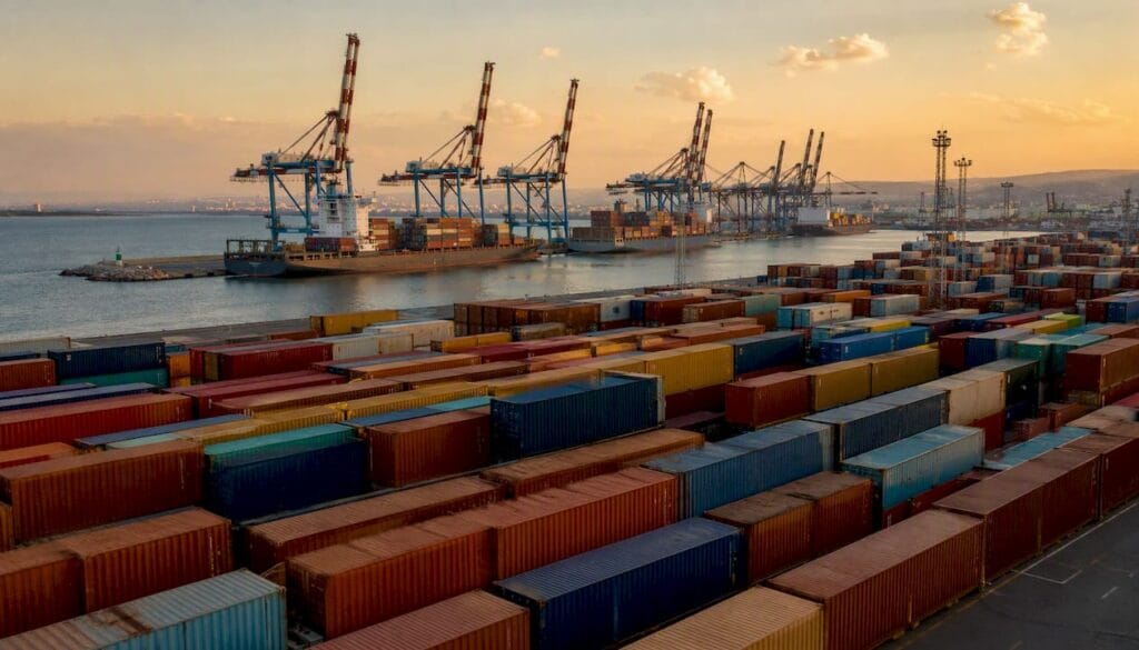 Shipping containers at Israeli port