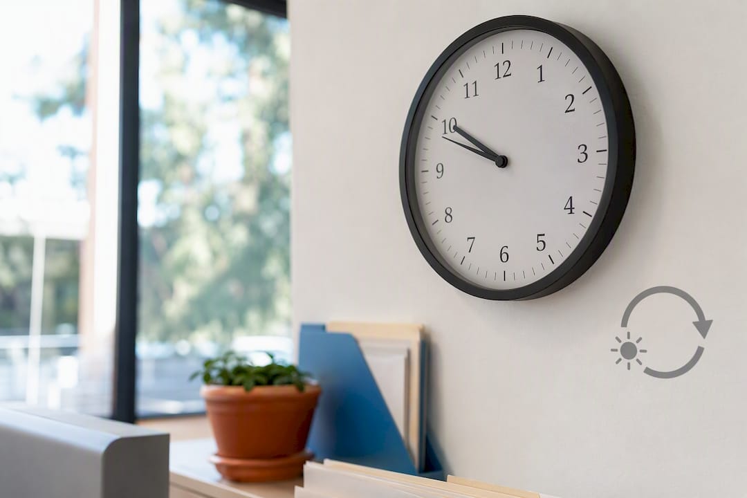 Clock showing Israel time with daylight saving symbol