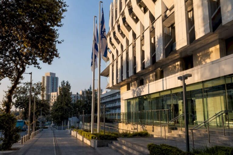 Tel Aviv Stock Exchange building exterior in daylight