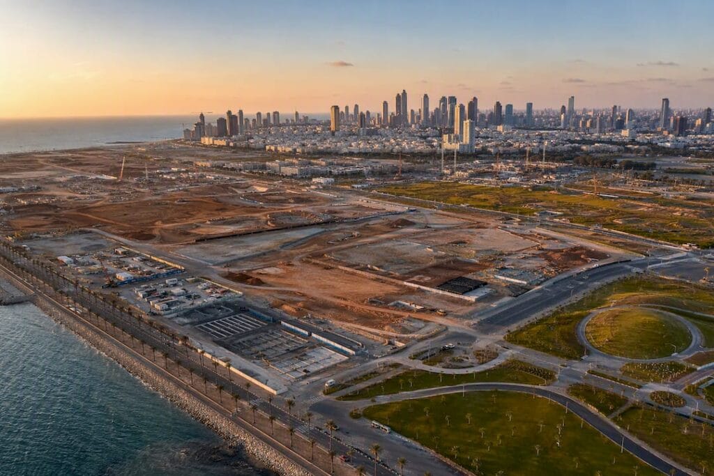 Aerial view of Sde Dov former airport and redevelopment area