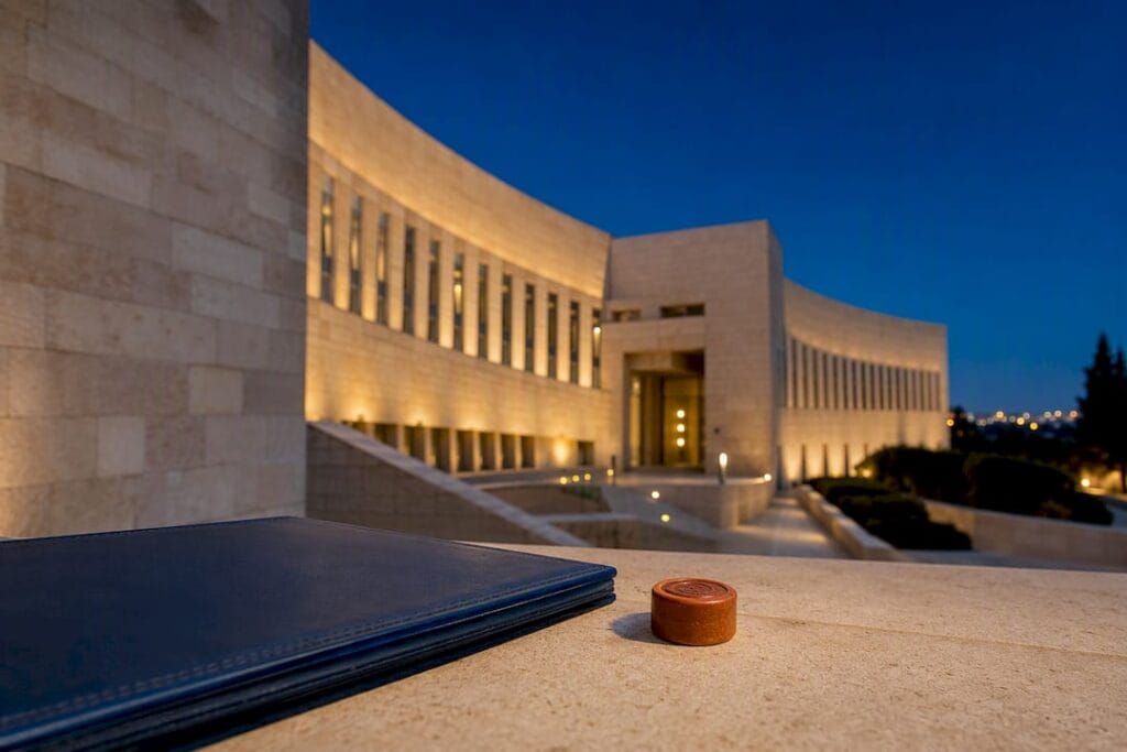 Israel Supreme Court exterior at blue hour