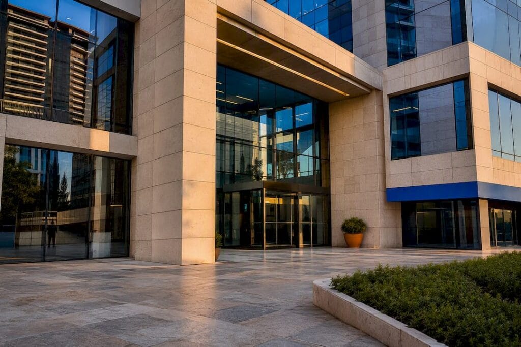 Israeli commercial office building entrance