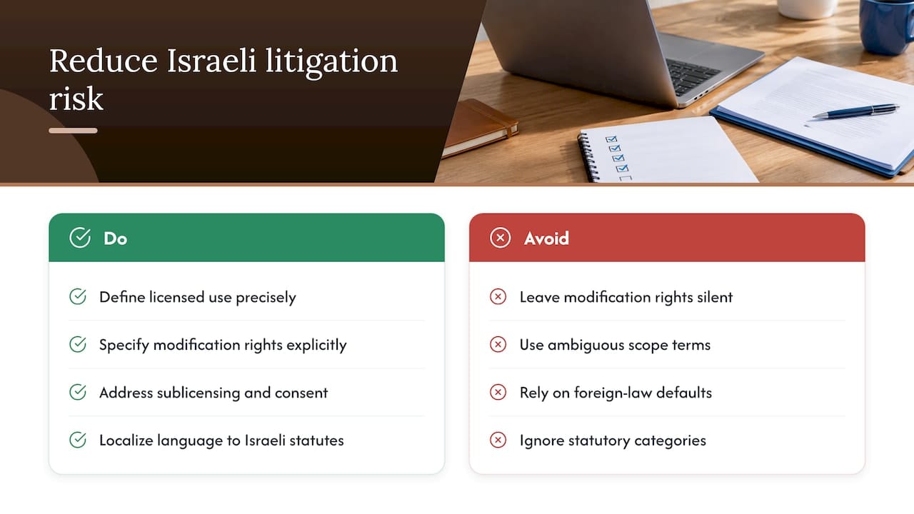 3 Legal Fixes Foreign Firms Must Make to Software Licenses in Israel 3 Recent Israeli case law on software licensing disputes — overview diagram