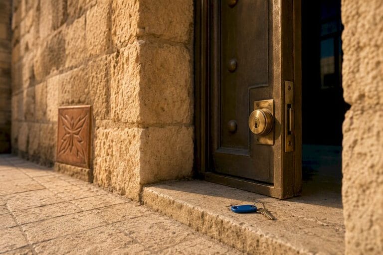 Israeli Land Registry property entrance with key