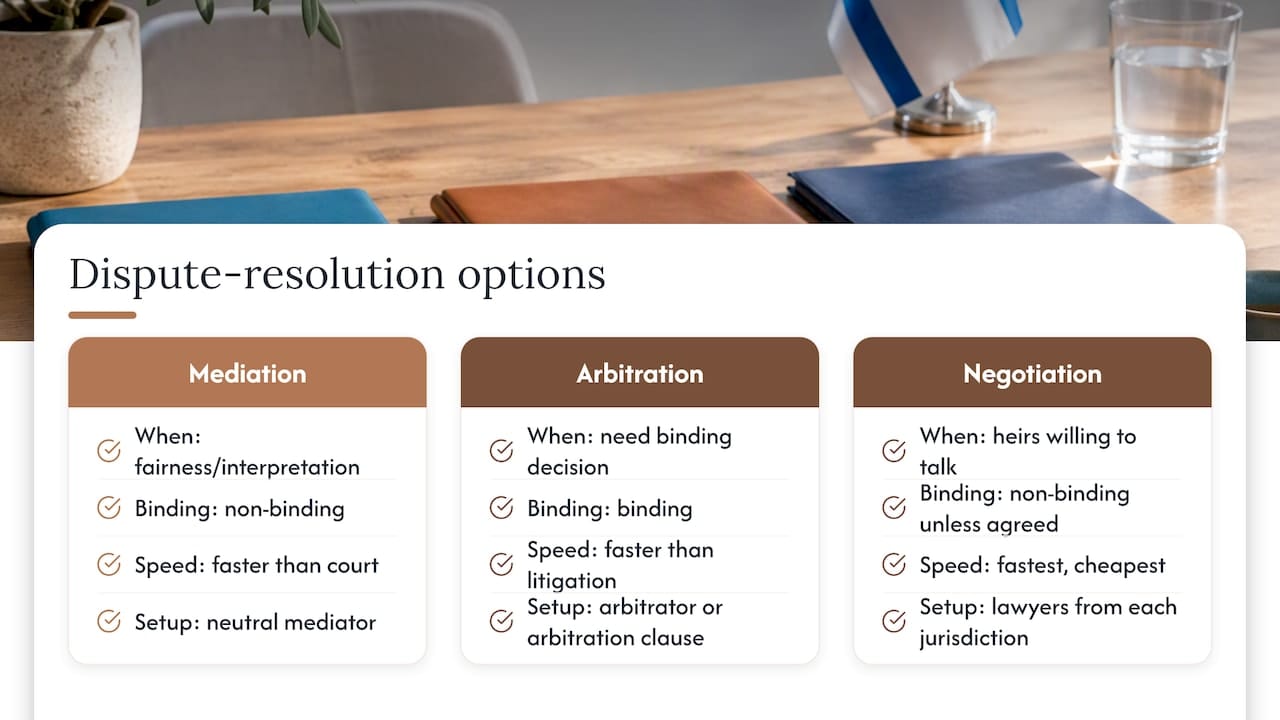 Choosing between mediation, arbitration and negotiation — overview diagram
