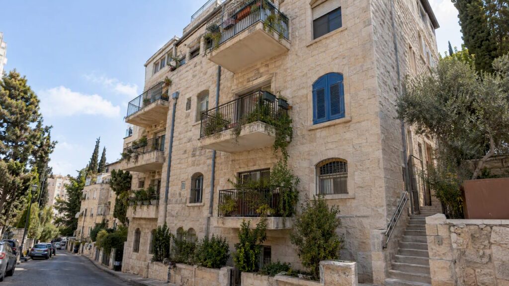 Jerusalem apartment building with stone facade