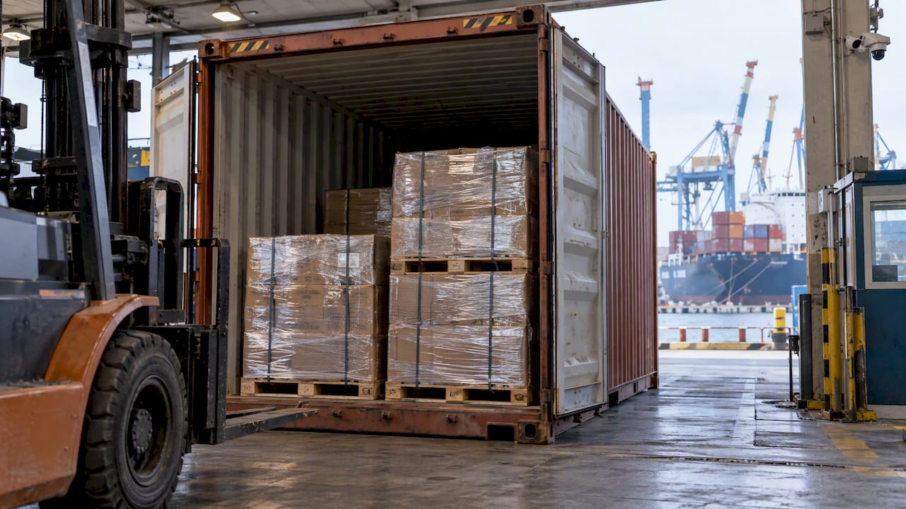 Imported shipment at a Haifa port inspection bay